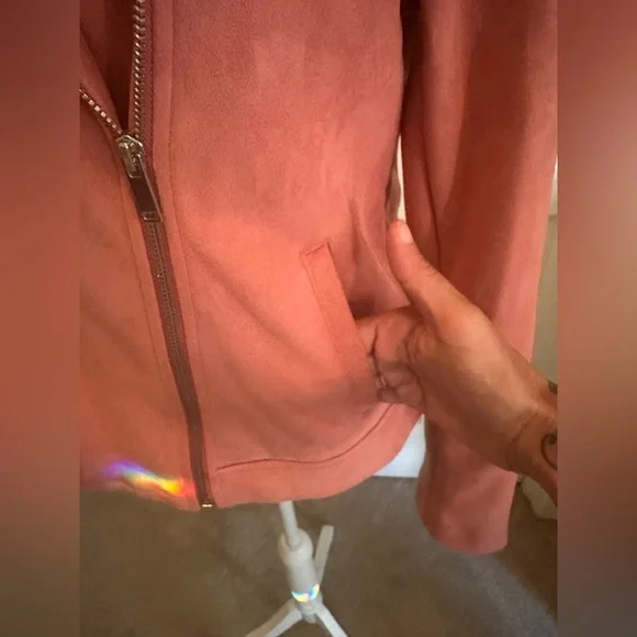 Old Navy Jackets | Old Navy Faux Suede Pink Coral Moto Jacket - Picture 5 of 8